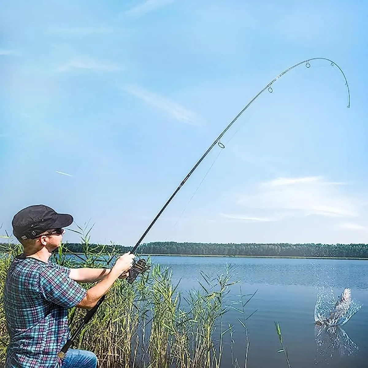 Telescopic Fishing Rods Carbon Fishing Rod 2.7-7.2 M Ultra-Light Super Hard 28 Tone Fishing Rod Fishing Tackle (Color : Blue White, Size : 5.7m)