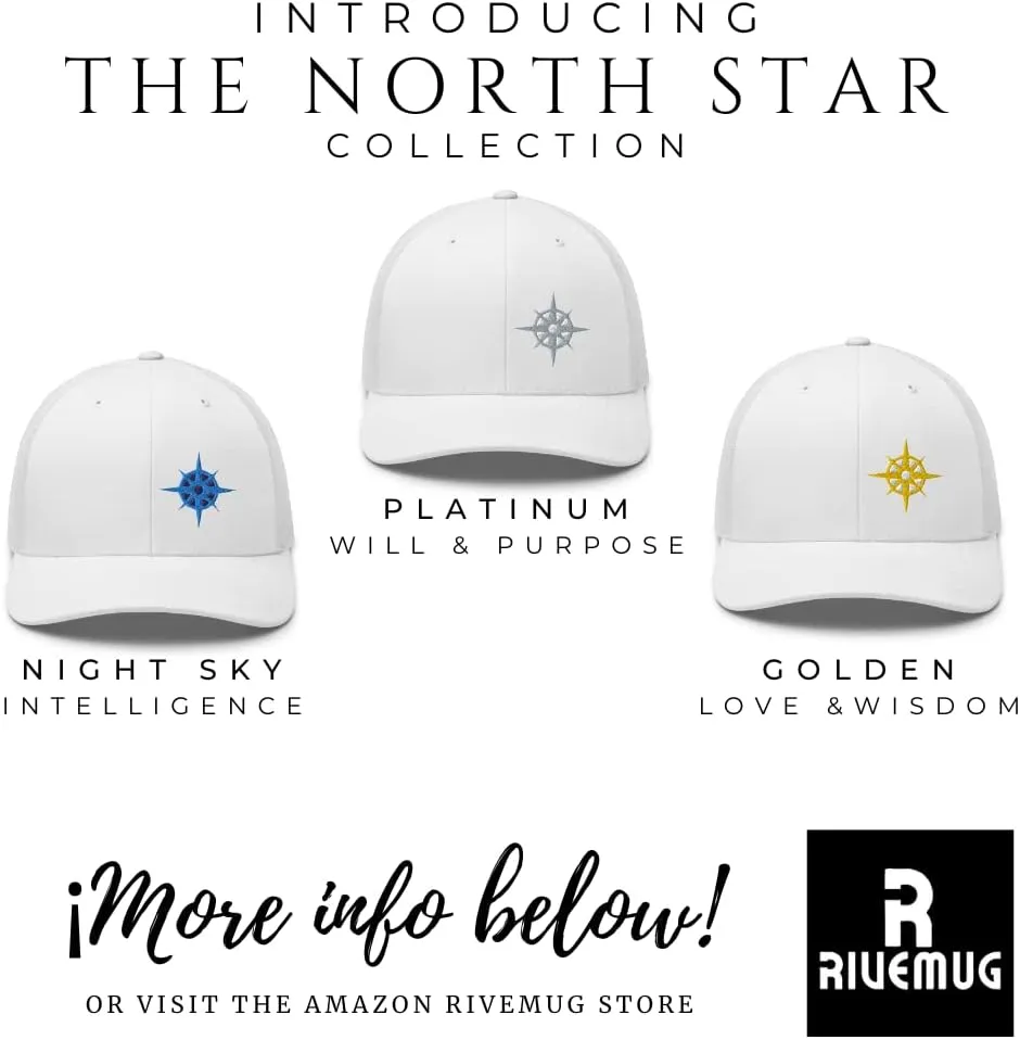 The North Star Platinum Trucker Hat Trendy Outdoor Navigation Compass Polaris Baseball Cap Adjustable Men & Women