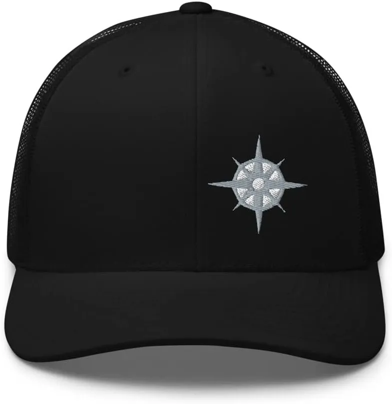 The North Star Platinum Trucker Hat Trendy Outdoor Navigation Compass Polaris Baseball Cap Adjustable Men & Women