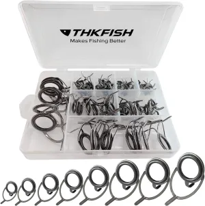 THKFISH Fishing Rod Guides Fishing Rod Repair Kit Baitcasting/Spinning Rod Guides Ceramics Stainless Steel Carbon Guide Repair 40pcs/60pcs/75pcs