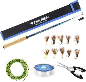THKFISH Tenkara Rod Kit 24T Carbon Fiber Telescopic Tenkara Fishing Rod Combo with Carrying Case Fishing Line and Flyfishing Lure for Streams, Trout, Bass, Salmon，8.7FT 10.6FT 11.6FT