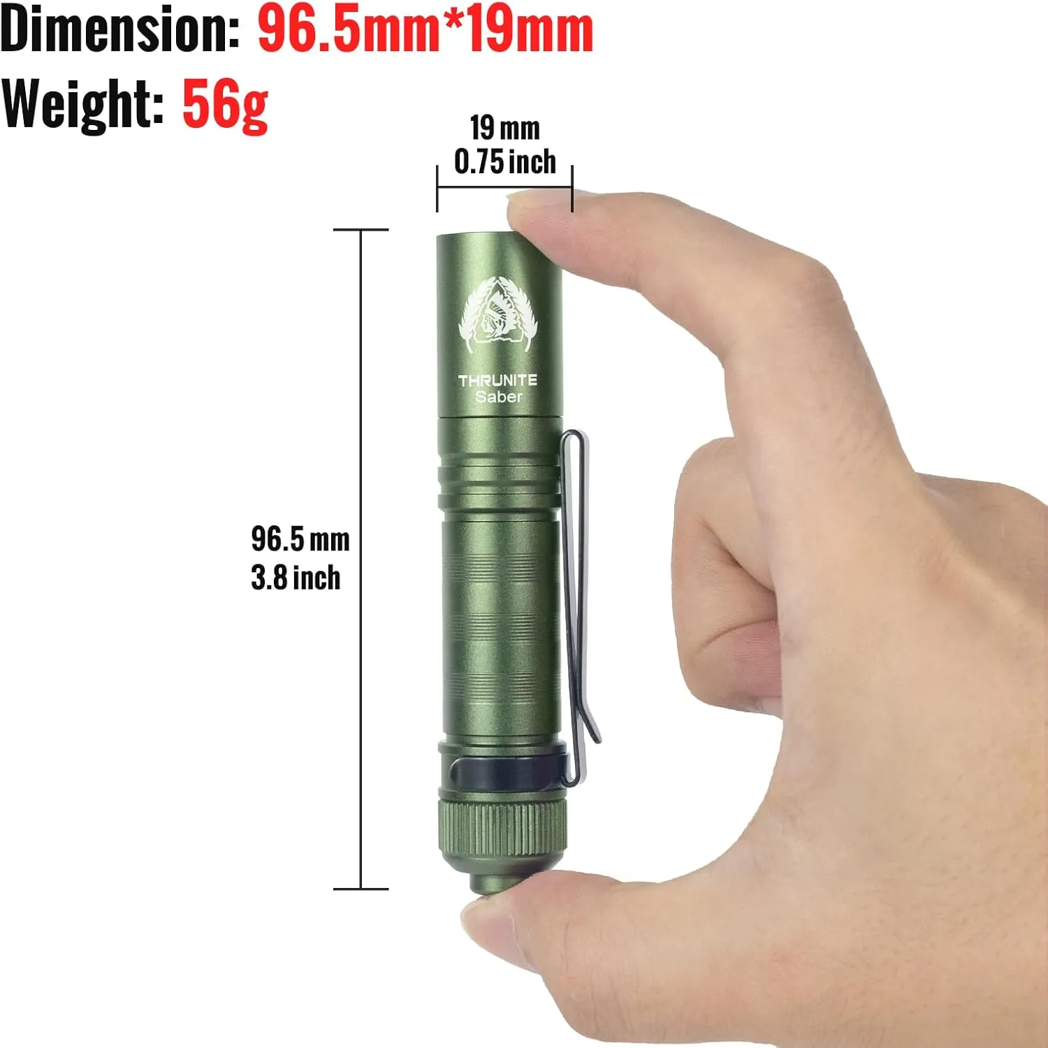 ThruNite BSS Saber EDC Flashlight Customized Black Scout Survival Edition Max 1015 Lumens USB-C Rechargeable Mini LED Handheld AA Flashlights, Green Cool White