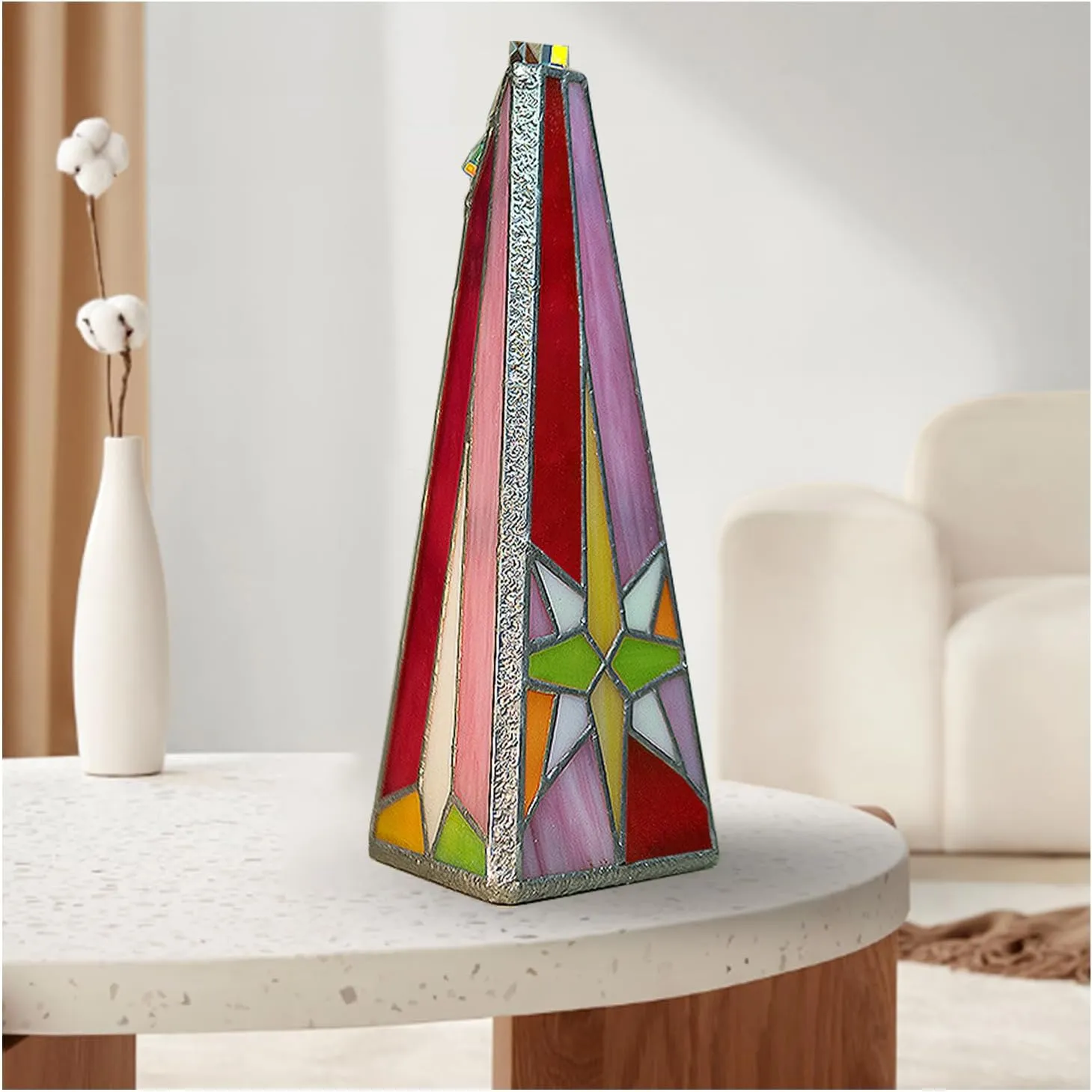 Tiffany Stained Glass Star of Bethlehem Kaleidoscope for Adults,8.7" Rose Kaleidoskop,Handmade Collidescope,Vintage Gift Box Wedding Anniversary Birthday Gift for Her Girlfriend Boyfriend Man Woman