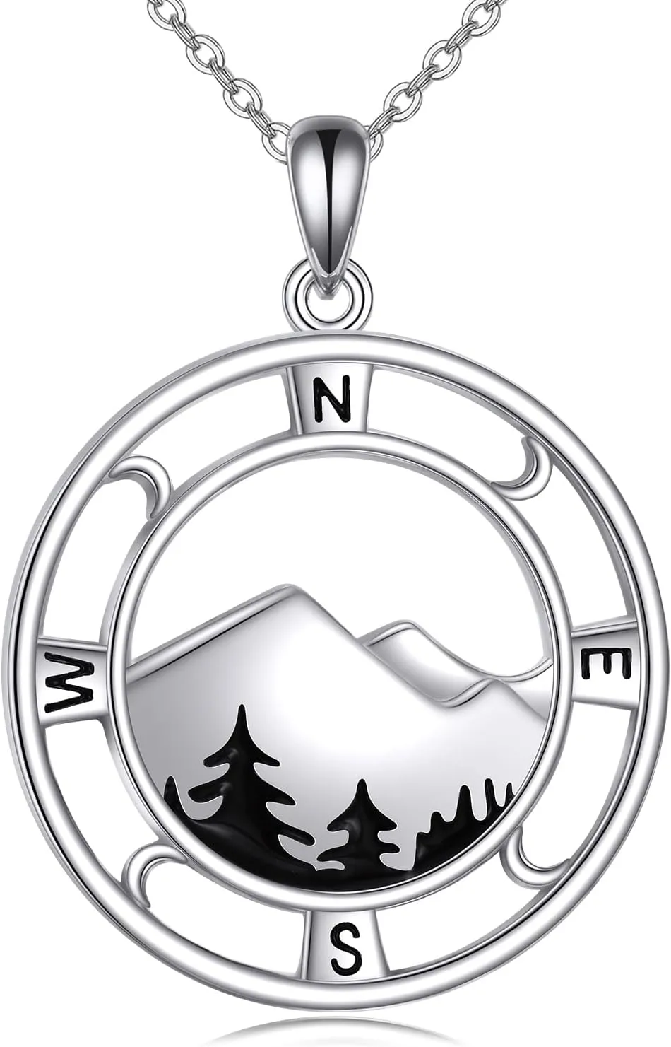 TIGER RIDER 925 Sterling Silver Compass Necklace for Women Evil Eye Pendant Necklace Inspirational Graduation Birthday Valentines Gifts Jewelry Gifts for Men Wife Girlfriend