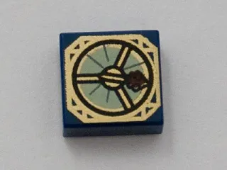 Tile 1 x 1 with Groove with Magic Compass with Thick Dark Red Needle Pattern