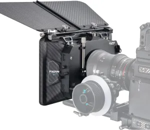 Tilta Matte Box for Studio Cinema Cameras, 3 Pcs 4x5.65 Filter Frame with 5 Lens Adapter Rings (134/114/110/95/80mm) Carbon Fiber Top Flag 5 Pcs Front Matte 15mm Rod Adapter MB-T12