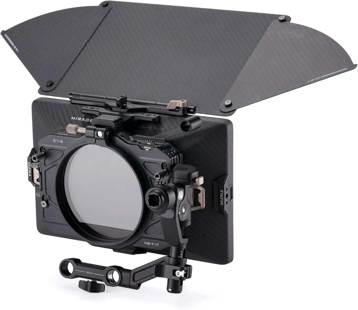 Tilta Mirage Pro Matte Box VND Kit | Swing Away | 114mm VND Filter 1-7 Stops | Hard Matte Set | Carrying Case | 95mm, 110mm, 114mm, 136mm Lens Adapters | Use up to 3 4x5.65 Filters | Carbon Fiber