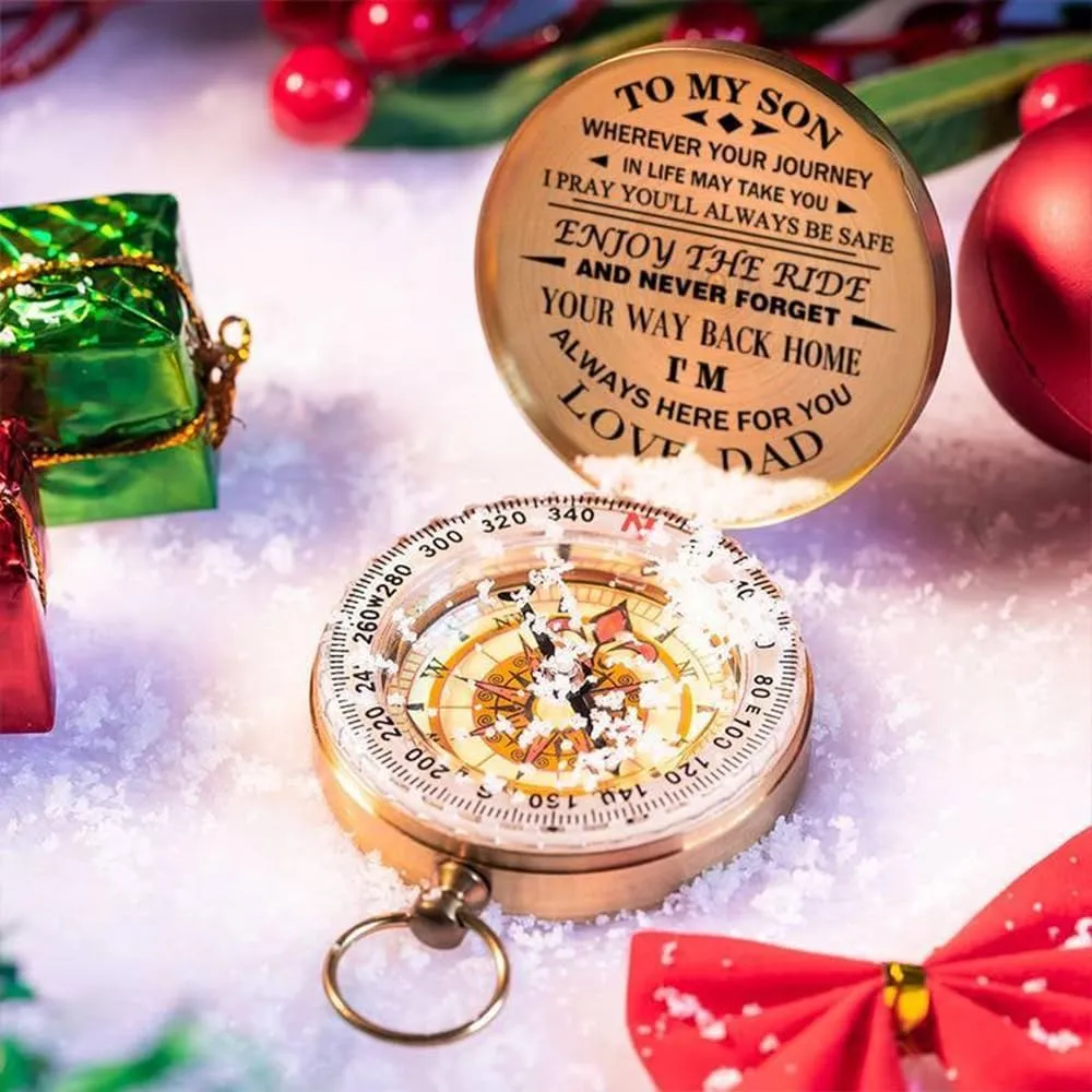 to Son/Daughter Enjoy The Ride Compass, Multifunction Outdoor Adventure Ride Navigation Luminous Compass, Engraved Love Message Metal Compass, Hiking Survivals Compass Gifts (Dad to Daughter)