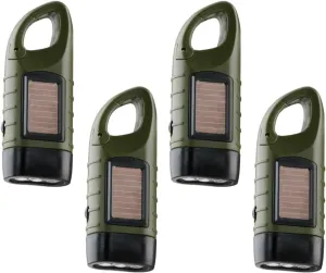 TOCH 4-Pack Hand Crank Solar Powered Flashlight LED Flashlight Emergency Lights for Outdoor Sports Hiking Campings