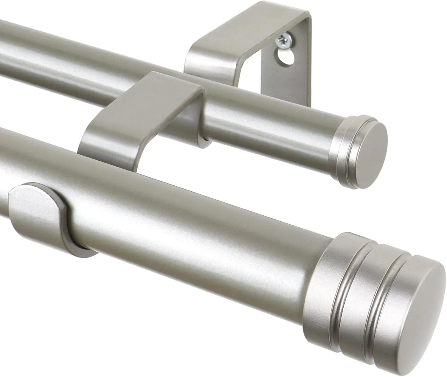 TONIAL1 Inch Double Curtain Rods 72 to 144 Inch (6 to 12 ft), Heavy Duty Decorative Drapery Rod for Windows 69 to 140 Inches (5.75 to 11.7 ft) with Classic Cap Finial, Antique Silver