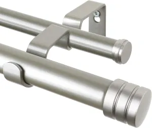 TONIAL1 Inch Double Curtain Rods 72 to 144 Inch (6 to 12 ft), Heavy Duty Decorative Drapery Rod for Windows 69 to 140 Inches (5.75 to 11.7 ft) with Classic Cap Finial, Antique Silver