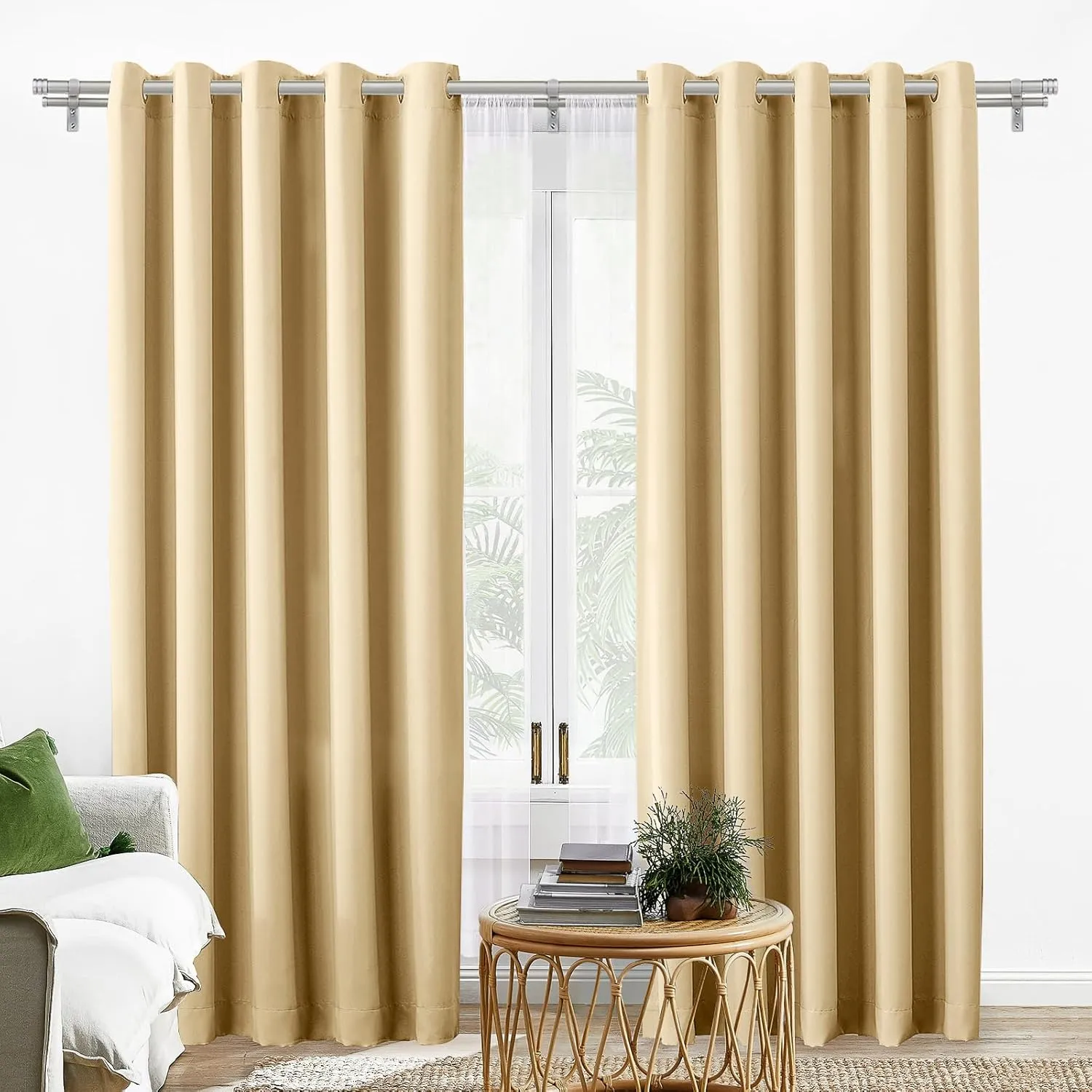 TONIAL1 Inch Double Curtain Rods 72 to 144 Inch (6 to 12 ft), Heavy Duty Decorative Drapery Rod for Windows 69 to 140 Inches (5.75 to 11.7 ft) with Classic Cap Finial, Antique Silver