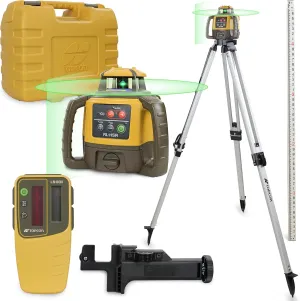 Topcon RL-H5A Laser Transit Leveler Kit - LS-80X Rotary Laser Receiver with Rod Bracket - 36-60in Precision Level 360 Laser Tripod - 13ft Fiber Rod Level Tool with Tenth Increments for Construction