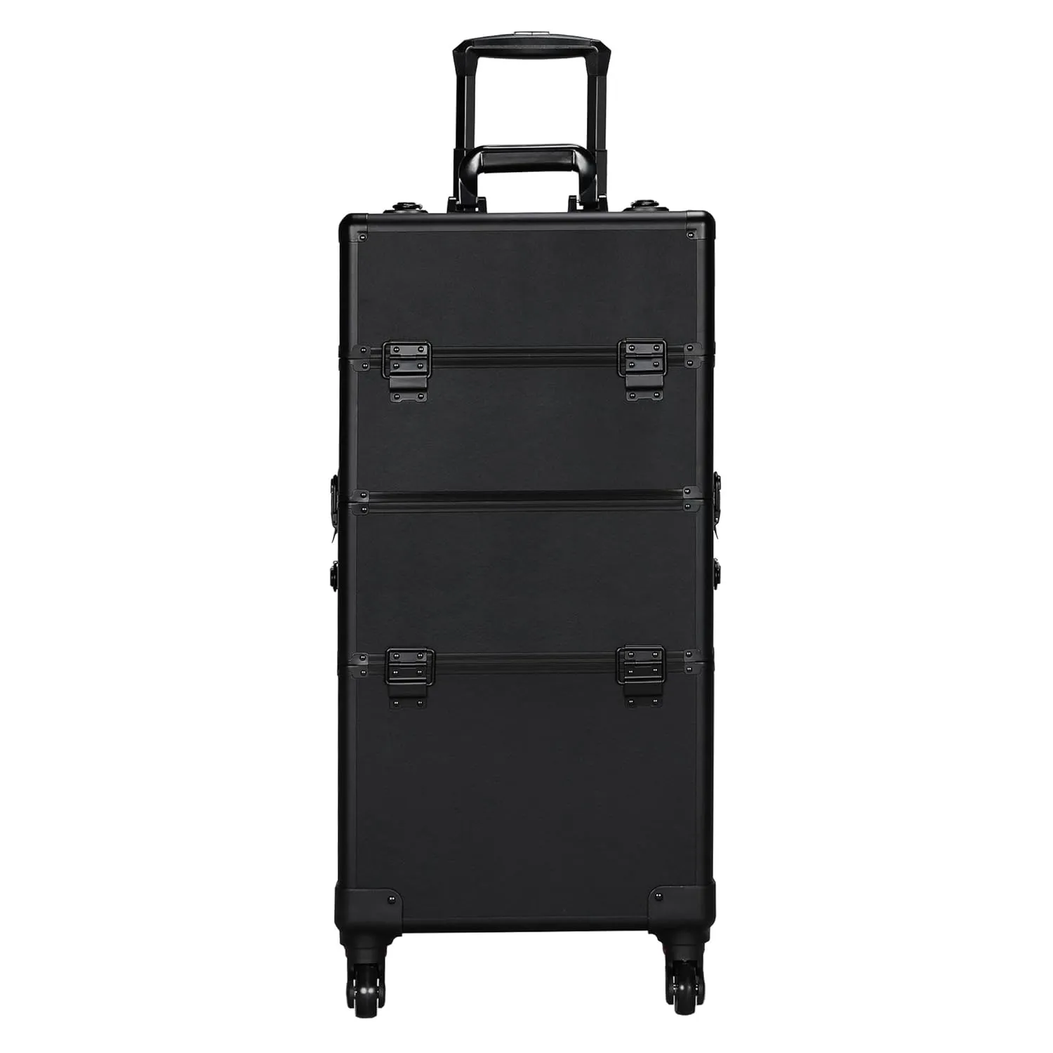 Topeakmart 3-in-1 Large Professional Rolling Makeup Train Case, Cosmetic Trolley, Rolling Makeup Travel Organizer Cosmetic Travel Case, Portable Cosmetics Organizers with Lock and Wheels - Black