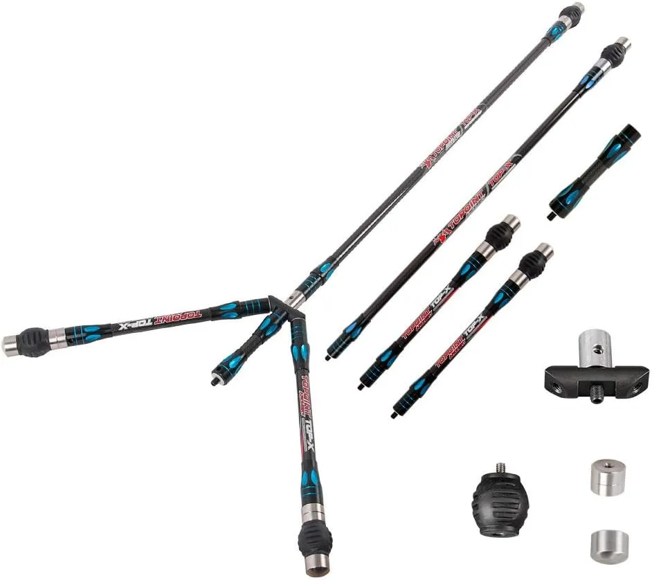 TOPOINT ARCHERY PR633 Double Color Balance Bar Stabilizer Combo 3kPure Carbon Fiber Shock Absorber Balance Rod Main-Bar/Side-Bar/Extend-Bar/V-Bar for Recurve/Compound Bow