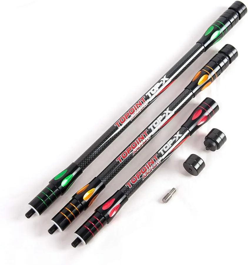 TOPOINT ARCHERY PR634 Double Color Balance Bar Stabilizer 10/12/15/18/24/27/30/34 inch 3kPure Carbon Fiber Long Rod Stabilizer for Bow Shooting Balance