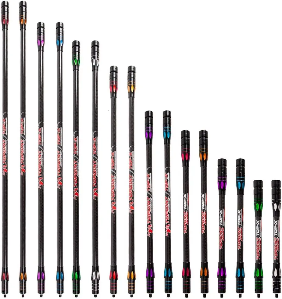TOPOINT ARCHERY PR634 Double Color Balance Bar Stabilizer 10/12/15/18/24/27/30/34 inch 3kPure Carbon Fiber Long Rod Stabilizer for Bow Shooting Balance