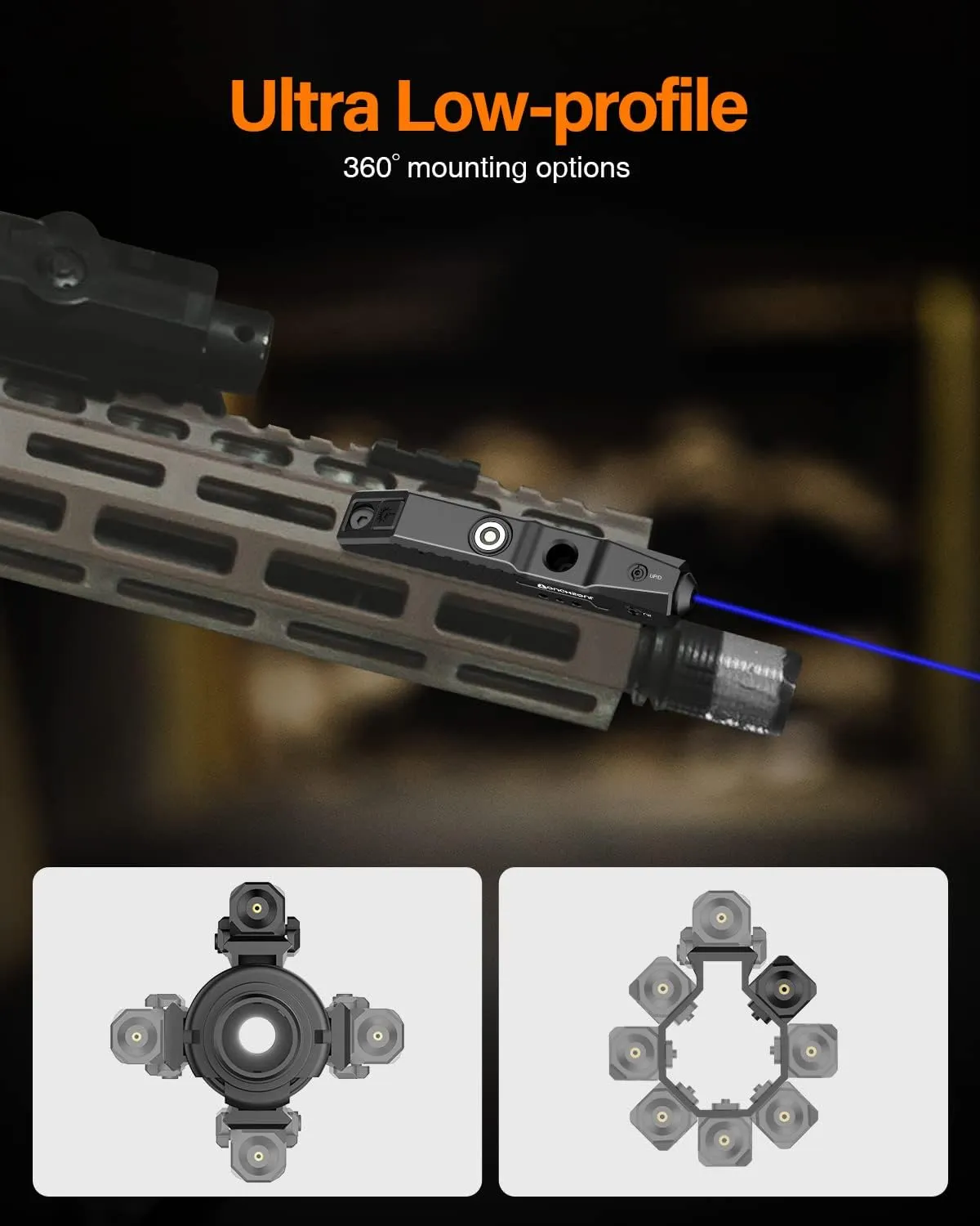 TOUGHSOUL Rifle Green/Blue/Red Laser Sight Compatible with M-Lok/Picatinny Rail, Rechargeable Low-Profile Tactical Rifle Laser Sight with Strobe Function