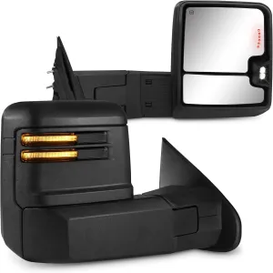 Towing Mirrors for 2014-2018 Chevy Silverado/GMC Sierra 1500 2500HD 3500HD Tow Mirror with Turn Signal Running Light Backup Lamp Power Heated Glass Temp Sensor Manual Telescoping&Folding Black