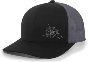 Trenz Shirt Company Men's Outdoors Mountain Scenic Forest Compass Woodland Embroidered Mesh Back Trucker Hat