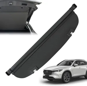 Trunk Cargo Cover for Mazda CX5 2017-2024, with Carbon Fiber Texture Ends, Anti-Peeping Retractable Security Shade for Privacy, CX-5 Accessories