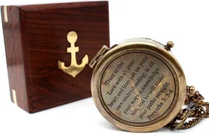 Trust in The Lord Engraved Brass Compass – Christian Gift for Men, Religious Confirmation & Baptism Gifts, Easter, Catholic Gifts, Birthday & Graduation Present for Teens & Adults