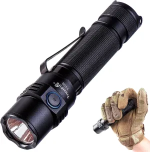 TrustFire T11R Rechargeable LED Tactical Flashlight, 1800 Lumens, Waterproof, Dual Switch, 22 Hours Battery Life