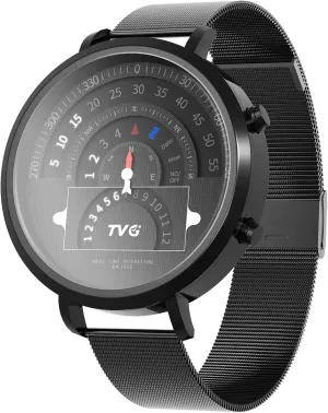 TVG Men's Watch, Multifunctional Outdoor Sports Watch with Compass and 50m Waterproof, Scratch-Resistant Mirror, Suitable for Hiking and Camping