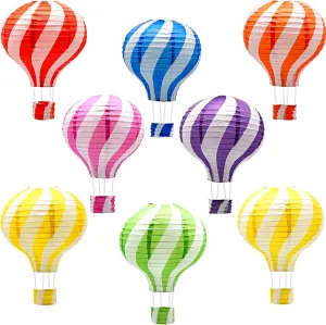 Twill Hanging Hot Air Balloon Paper Lanterns Set, Party Decoration Birthday Wedding Christmas Party Decor Gift, 12 inch, Pack of 8 Pieces