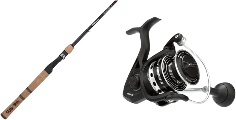 Ugly Stik Elite Spinning Rod 6'6" - Medium - 2pc & Penn Pursuit IV Spinning Fishing Reel, Black Silver, 3000