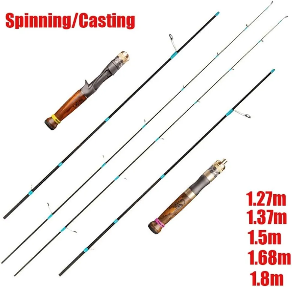 Ultralight Fishing Rod Carbon Fiber Spinning/Casting Fishing Rod UL Power Solid Wood Handle Solid Top Super Soft Fast Fishing Rod