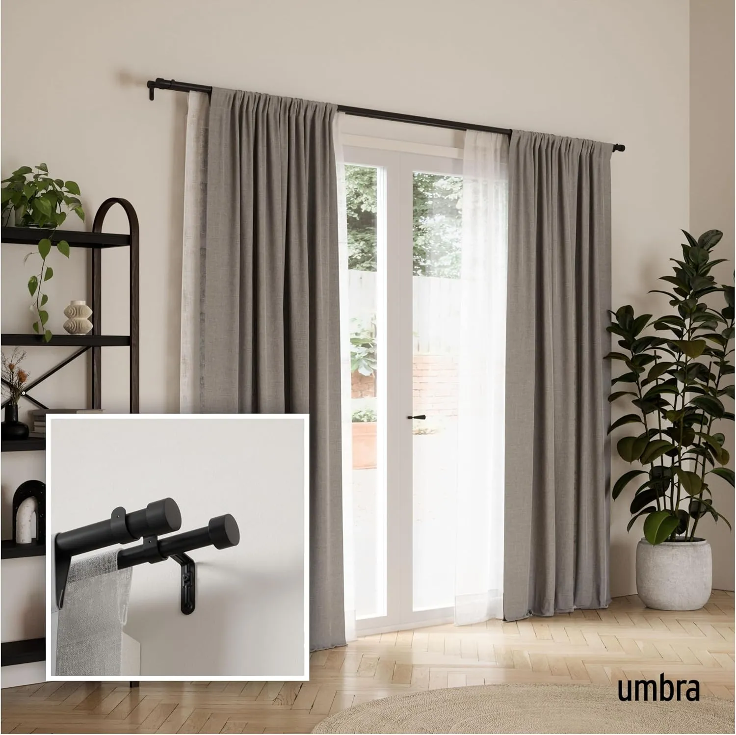 Umbra Cappa 1 Double Rod 120-180 Brushed Black