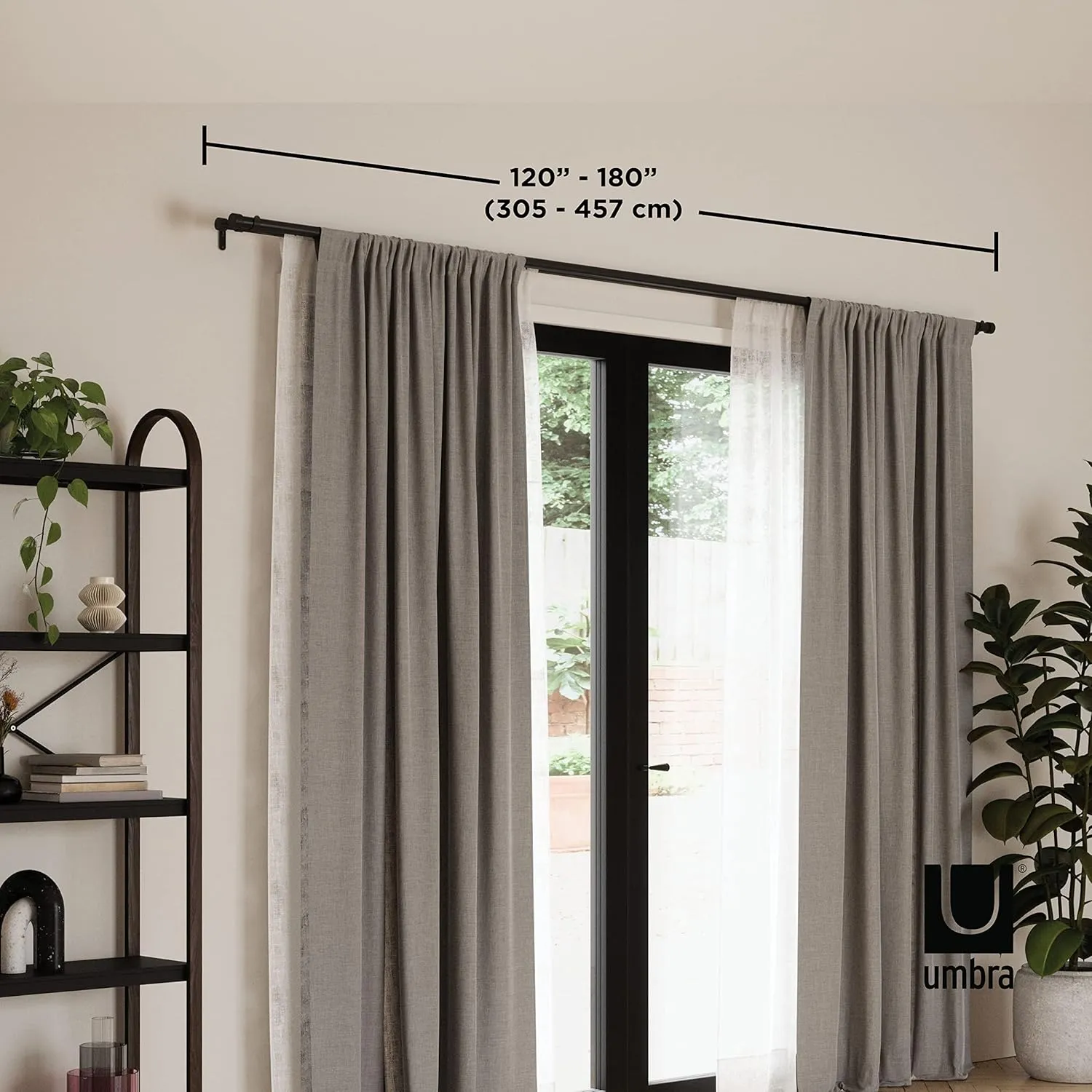 Umbra Cappa 1 Double Rod 120-180 Brushed Black