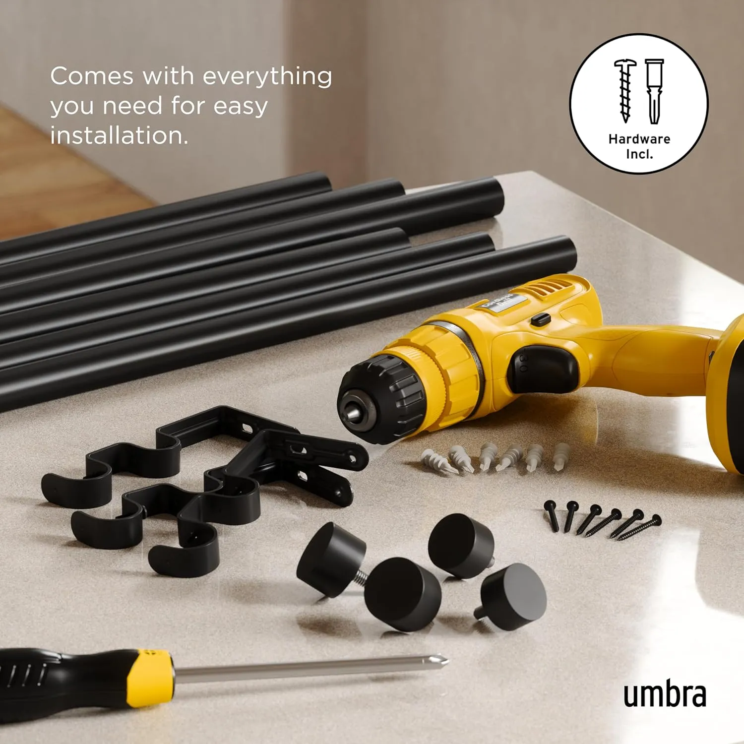 Umbra Cappa 1 Double Rod 120-180 Brushed Black