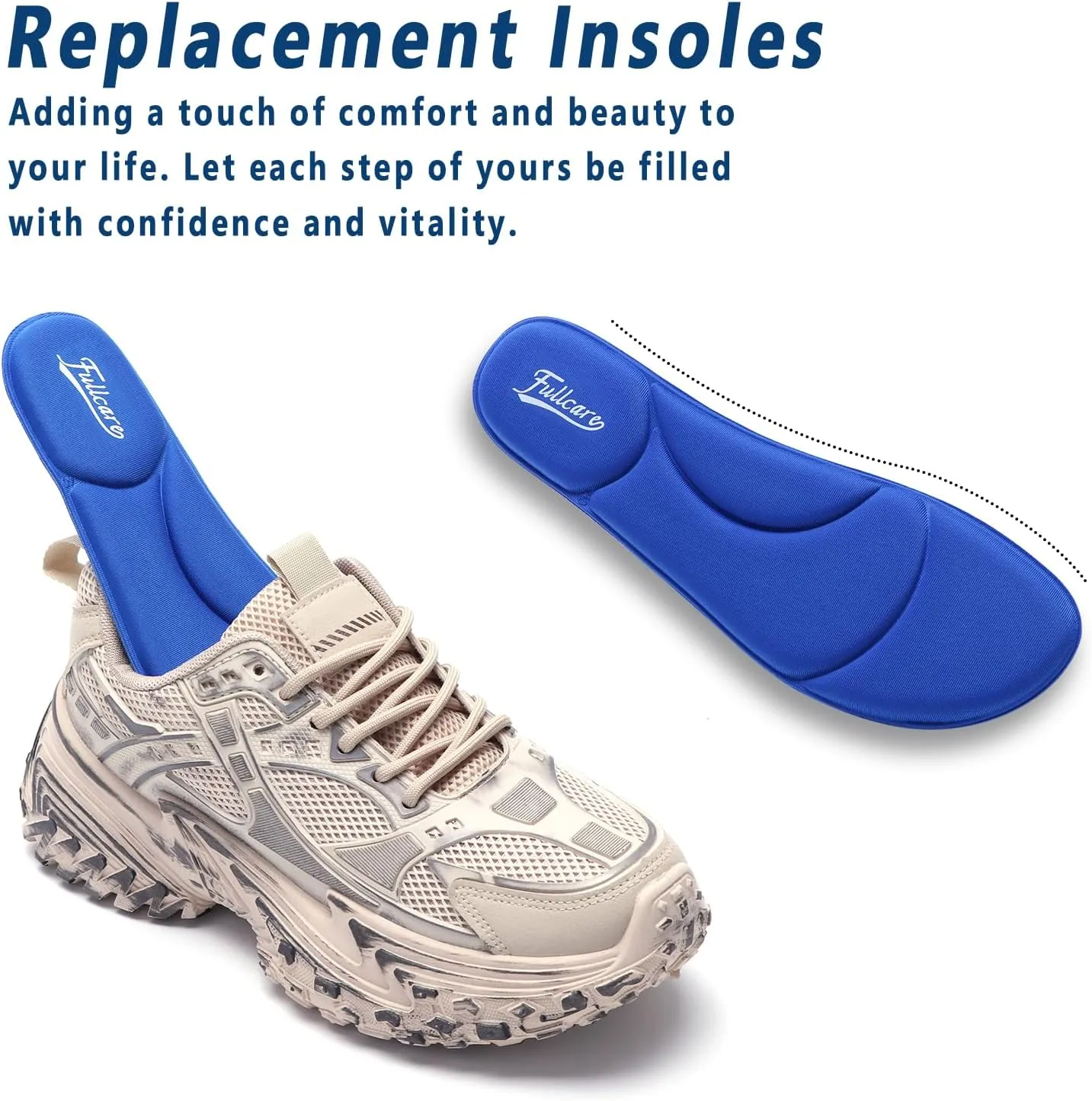 Unisex 2 Pairs Memory Foam Insole Cushioned Shoe Insert Providing Excellent Shock Absorption and Heel Cushioning for Foot Pain Relieve Comfort Insole for Women Men