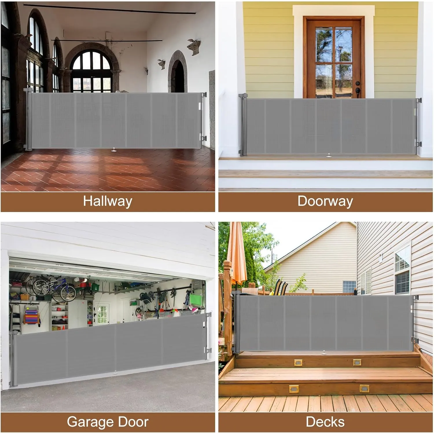 Upgrade 120 inch Retractable Baby Gates Extra Wide with Reinforced Strip Design to Prevent Crawling Through, 10 Foot Retractable Dog Gate, 34" Tall, Retractable Gate for Indoor/Outdoor