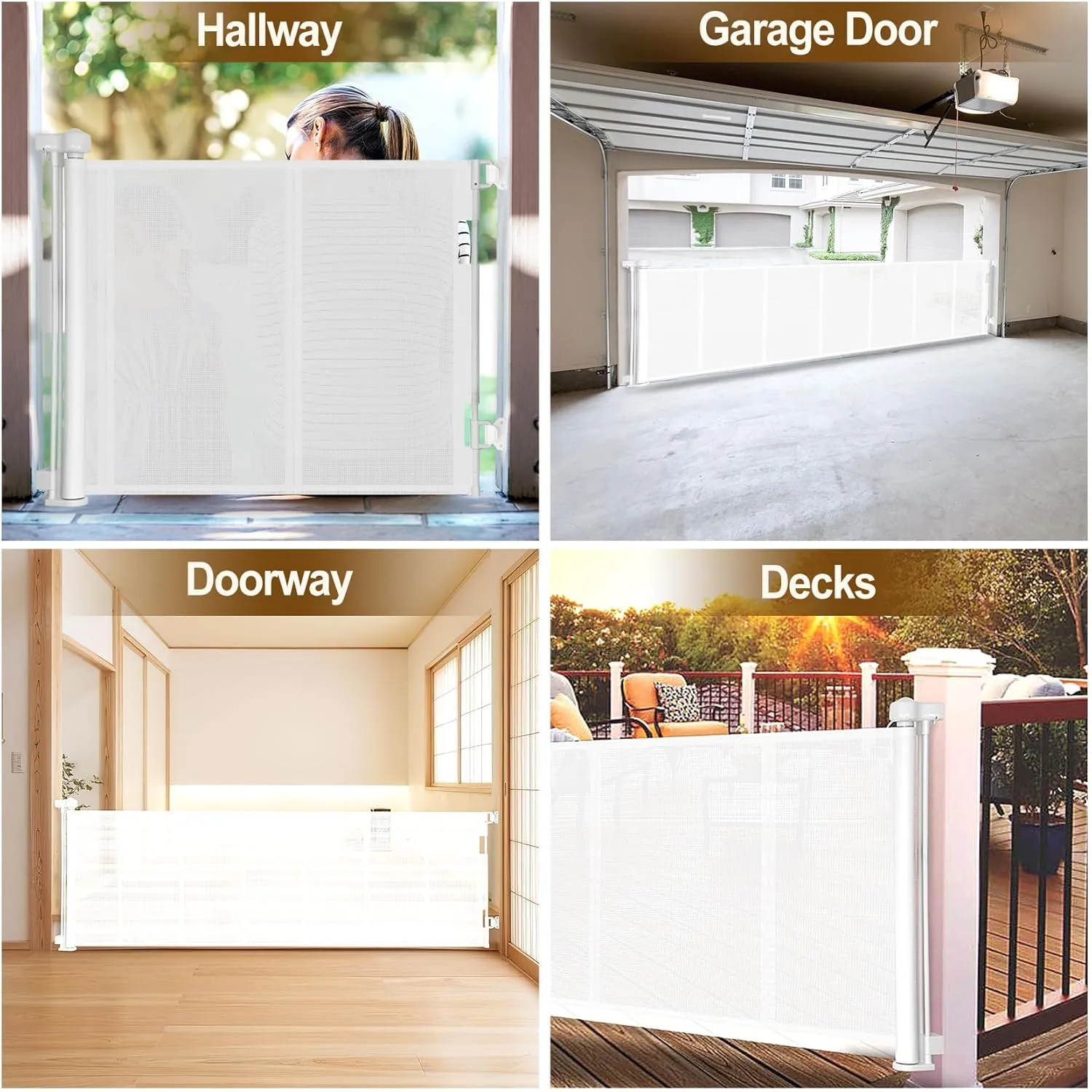 Upgrade 150 inch Retractable Baby Gates Extra Wide with Reinforced Strip Design to Prevent Crawling Through, 150" Retractable Dog Gate, 42" Tall, Retractable Gate for Indoor/Outdoor