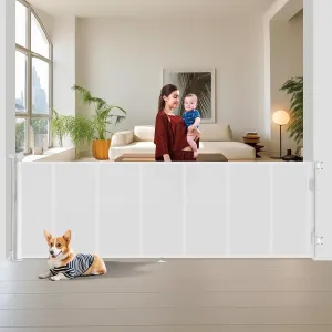 Upgrade 150 inch Retractable Baby Gates Extra Wide with Reinforced Strip Design to Prevent Crawling Through, 150" Retractable Dog Gate, 42" Tall, Retractable Gate for Indoor/Outdoor