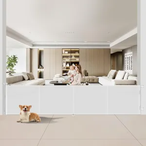 Upgrade 200 inch Retractable Baby Gates Extra Wide with Reinforced Strip Design to Prevent Crawling Through, 200" Retractable Dog Gate, 42" Tall, Retractable Gate for Indoor/Outdoor