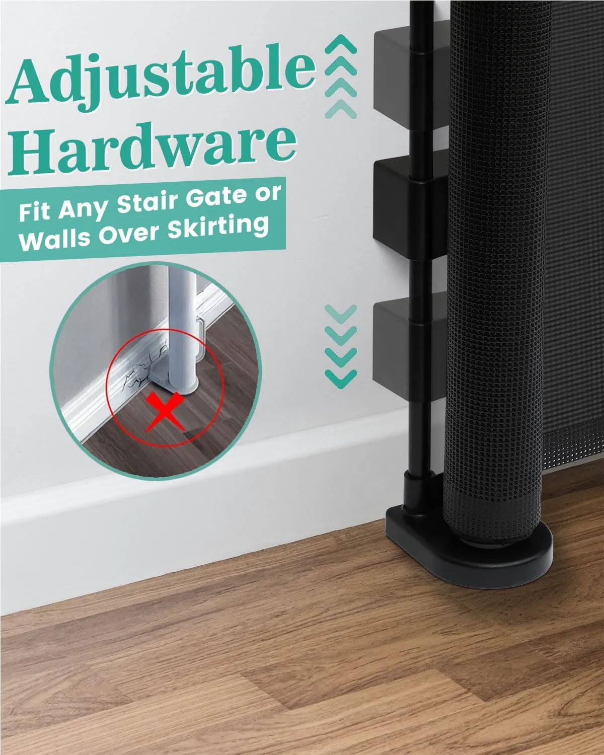 Upgrade 71" Retractable Baby Gates with Reinforced Strip Design to Prevent Crawling Through, 34" Tall Retractable Gate for Baby and Pet, 6 FT Baby Gates for Stairs, Doorways, Hallways
