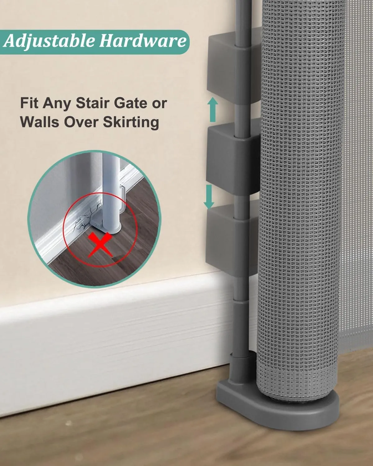 Upgrade 71" Retractable Baby Gates with Reinforced Strip Design to Prevent Crawling Through, 34" Tall Retractable Gate for Baby and Pet, 6 FT Baby Gates for Stairs, Doorways, Hallways