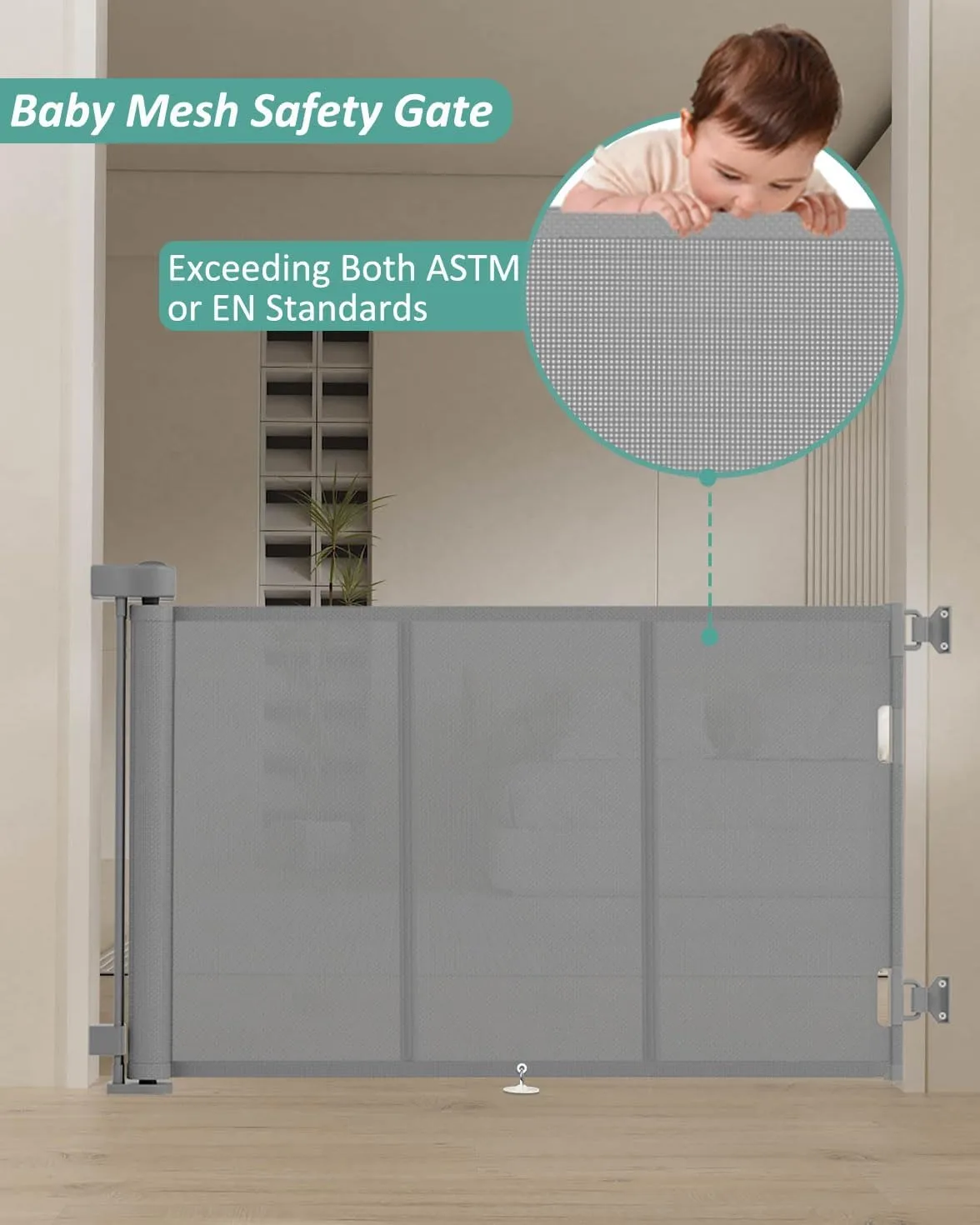 Upgrade 71" Retractable Baby Gates with Reinforced Strip Design to Prevent Crawling Through, 34" Tall Retractable Gate for Baby and Pet, 6 FT Baby Gates for Stairs, Doorways, Hallways