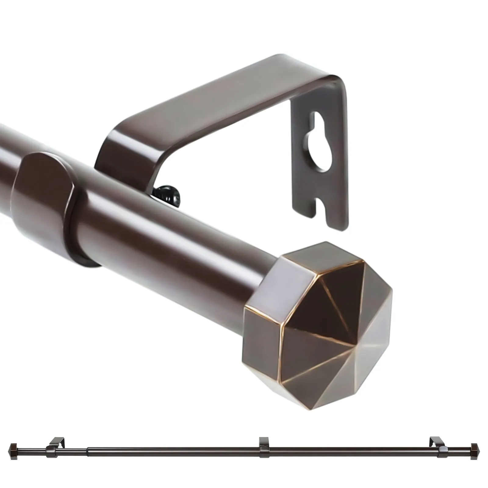 Urbanest 5-8" Telescoping Single Curtain Rods with Octagonal Finials
