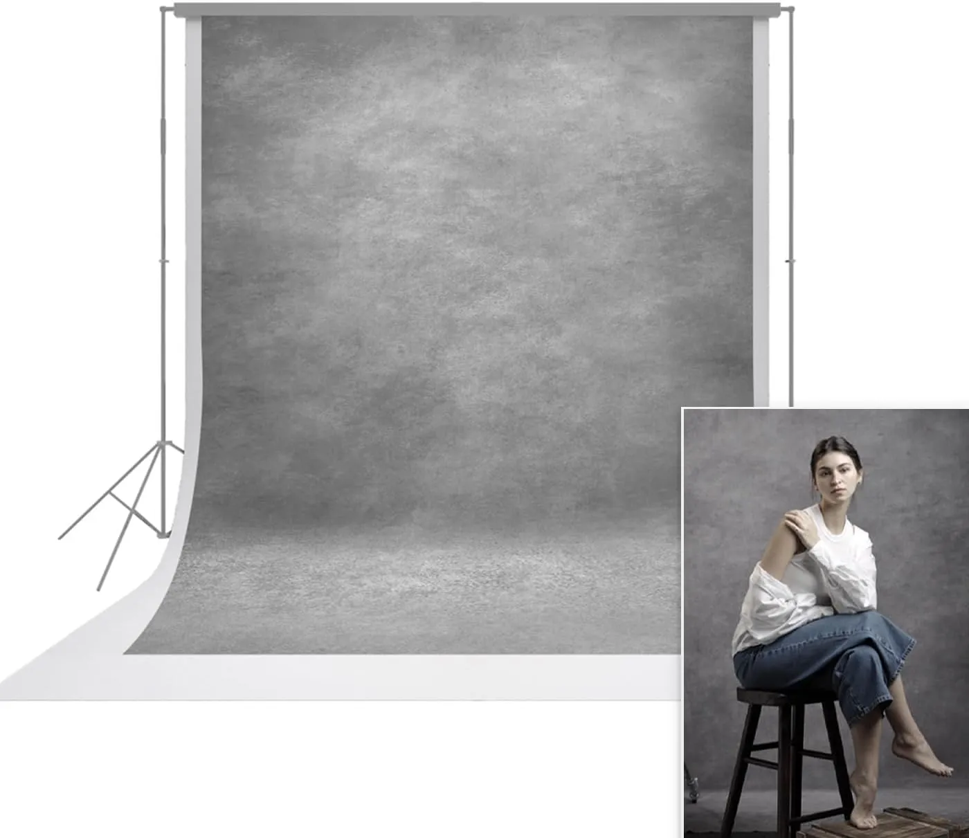 UrcTepics 8x10ft Light Grey Professional Portrait Backdrop Abstract Textured Photography Backdrops for Picture and Headshot