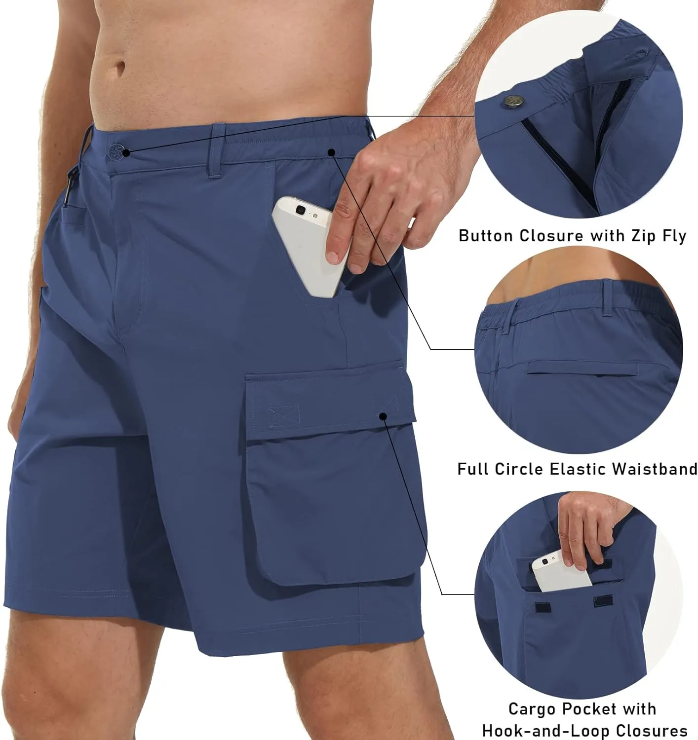 VAYAGER Men's Stretch Cargo Shorts Quick Dry Lightweight Shorts for Hiking Golf Travel Outdoor Casual
