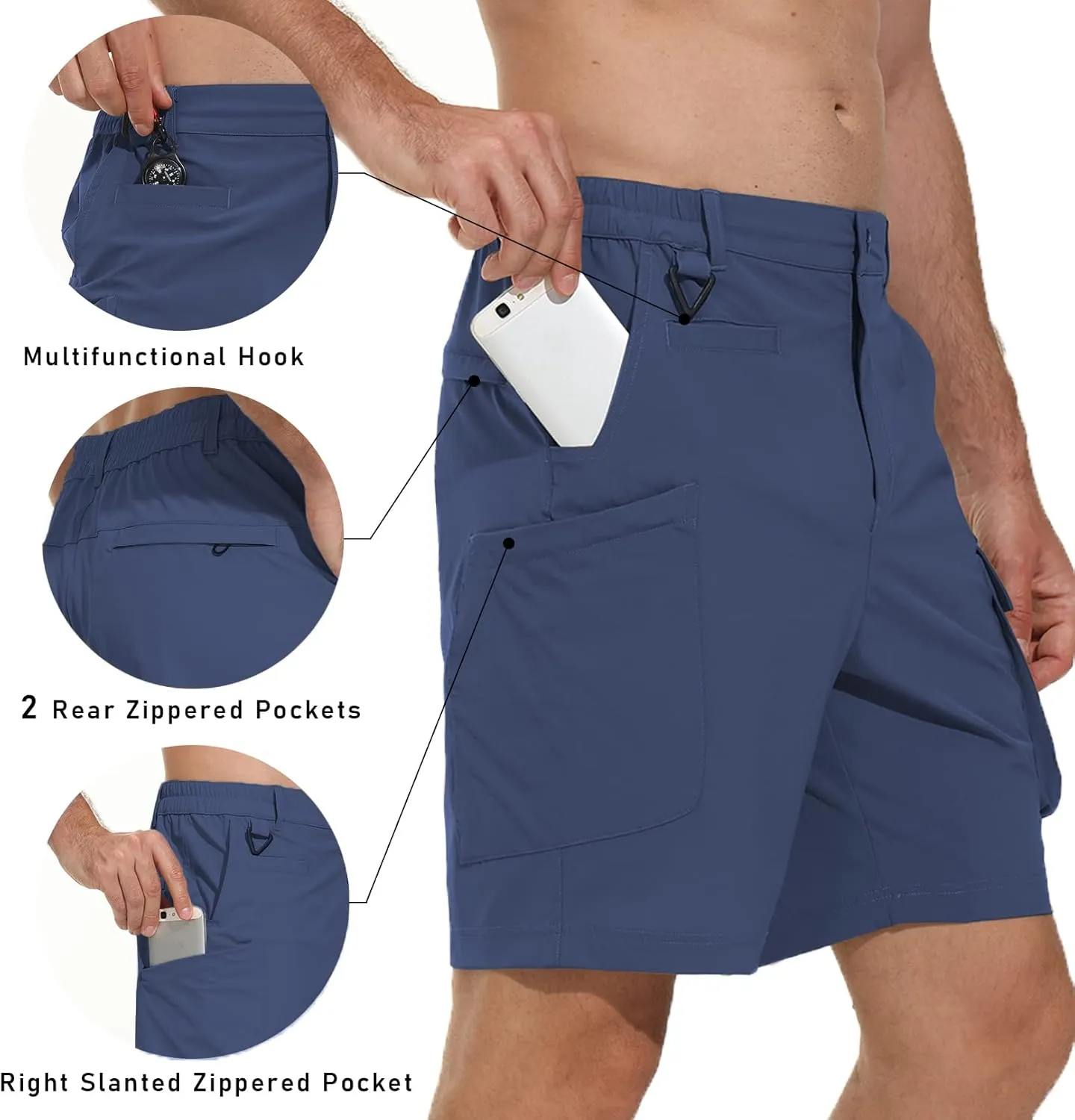 VAYAGER Men's Stretch Cargo Shorts Quick Dry Lightweight Shorts for Hiking Golf Travel Outdoor Casual