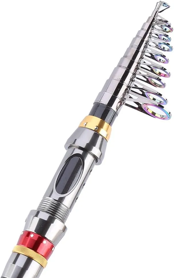 VGEBY1 Carbon Fiber Telescopic Fishing Rod, 3.6m, Black, Surf & Trout, Medium Action, 6lb Line, Portable, Adult