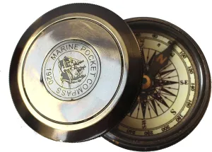 Vintage Brass Pocket Compass Antique Magnetic Navigation Tool with Engraved Quote Solid Brass Open Lid Compass for Hiking Travel Adventure Collectible Gift