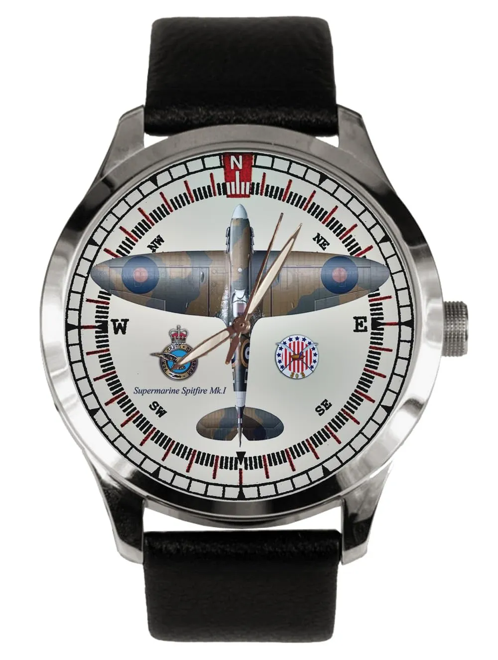 Vintage WORLD WAR II RAF Pilot Watch Style Retro Supermarine Spitfire Compass Dial Solid Brass Watch