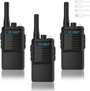 Walkie Talkies Long Range 3Pcs,Walkie Talkies for Adults Long Range,Rechargeable Two Way Radio,16 Channels Radios with Type-C Cable,Emergency Radio Camping Accessories for Outdoor,Hiking